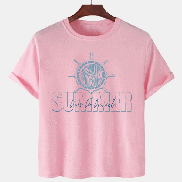 Pink Unisex Polyster Premium Quality Designer Printed T-Shirt