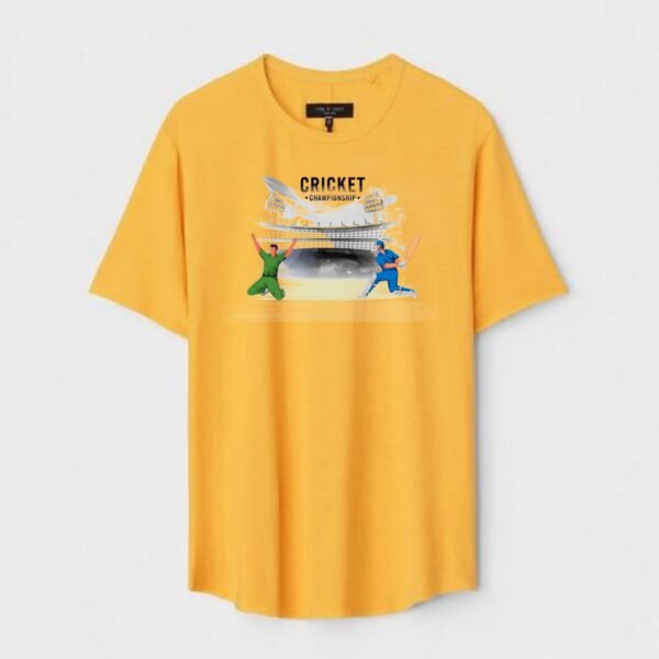 Yellow Unisex Cotton Regular Fit Printed Round Neck T-Shirt