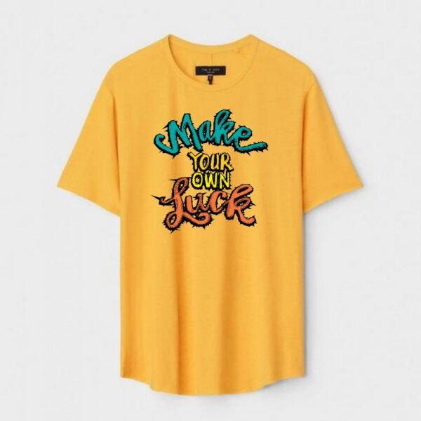 Yellow Unisex DOT KNIT Regular Fit Printed Round Neck T-Shirt